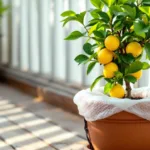 entdecken sie diesen einfachen trick, den ich unter den topf meines zitronenbaums stellte, um ihn sicher durch den märz zu bringen und gesund zu halten.