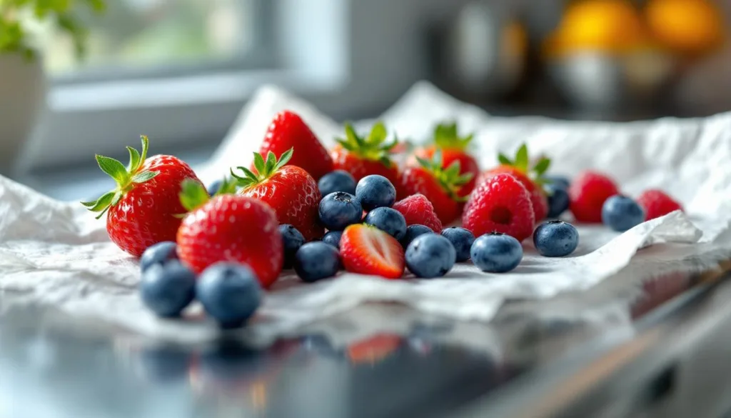 entdecken sie, wie ein einfaches blatt küchenpapier ihre beeren länger frisch hält – kein kühlschranktrick nötig!